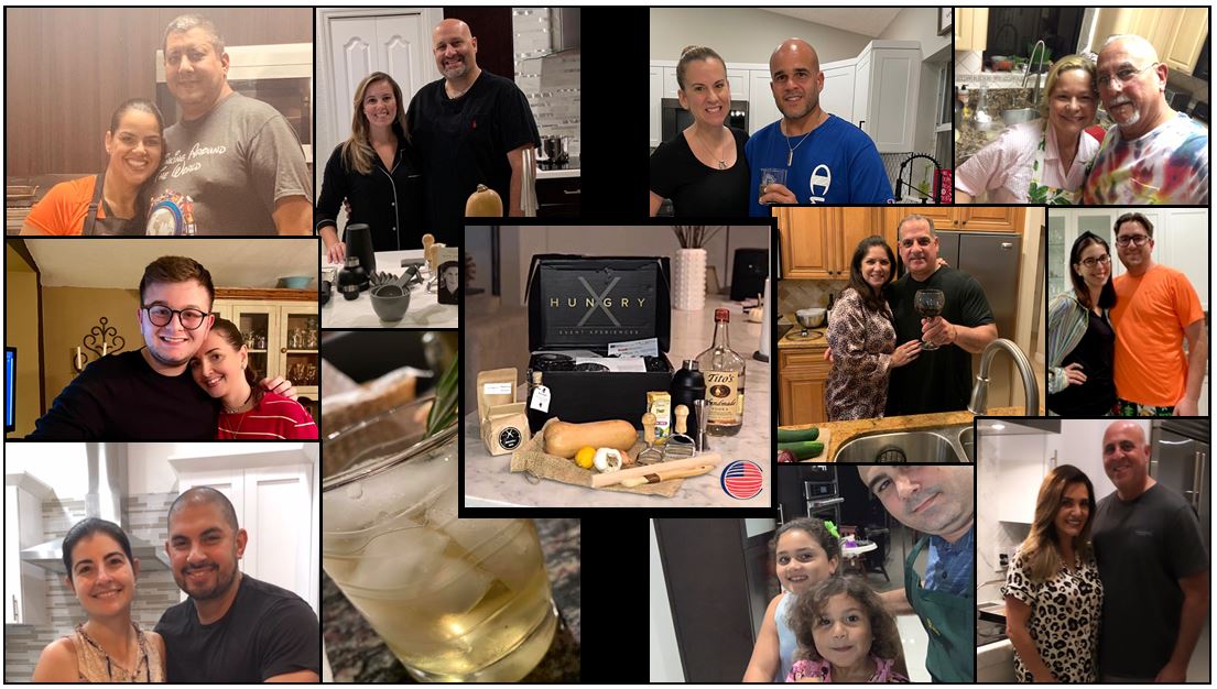 multiple pictures of U.S. Century Bank employees cooking a meal